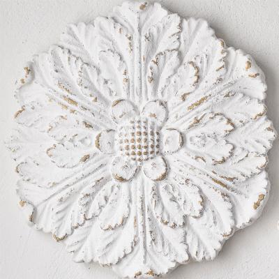 China Minimalist Minhui Home Furniture Wall Hanging Art Vintage White Magnesium Oxide Decor Carved Flower Wall Decoration for sale