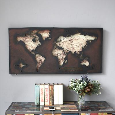 China Hollow Wall Hanging- Art Decor Retro World Map Iron Wall Art Decor for sale