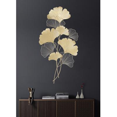 China Minimalist three-dimensional iron ginkgo leaf wall hanging living room sofa background wall decoration 3D pendant for sale