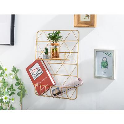 China Viable Gold Wall Grid Panel for Photo Display and Wall Decoration Organizer Detachable Multi-Functional Wall Hanging Storage Rack for sale