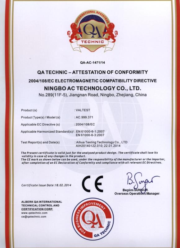 Product certificate/test report - Ningbo Anchor Auto Parts Co., Ltd