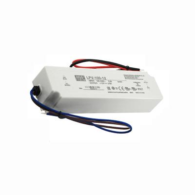 China Meanwell Plastic LPV-100-12 12V Ip67 100W Slim Waterproof Ip67 120V 220V To 12V Power Supply Led Driver For LED Panel Strips Light for sale