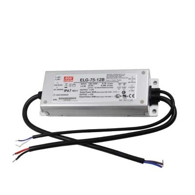 China Metal Case Meanwell ELG-75-12B Ip67 Dimmable 75W 110Vac 220Vac To 12V Ultra Slim Dimmable Power Supply 12Volt Changeover Power Supply for sale