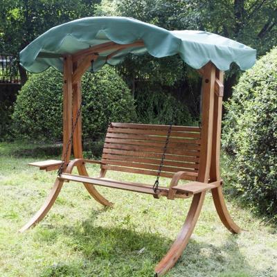 China Modern Outdoor Garden Wooden Swing Chair For Adult 2&3 &4 Seat Chairs Arms And Fabric Canopy Swing Cushion Chair for sale