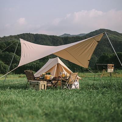 China Diagonal Tying Type Camping Cotton Canvas Sun Tent Outdoor Rise Waterproof Blended Velarium for sale