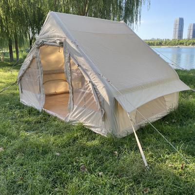 China 6.3/12 Waterproof Airtight Inflatable Hike Tent Outdoor Luxury Glamping Cotton Canvas Camping Tent for sale