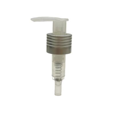 China High quality non refillable smooth ribbed aluminum lotion pumps in turn on/off type 24mm/28mm for sale