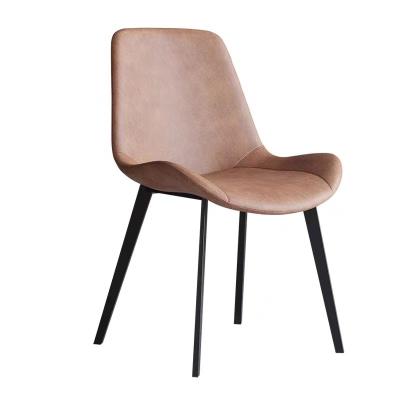 China Hot Sales Cafe Accommodation Hotel Apartment Leather Chair Modern Metal Restaurant Dining Chair for sale