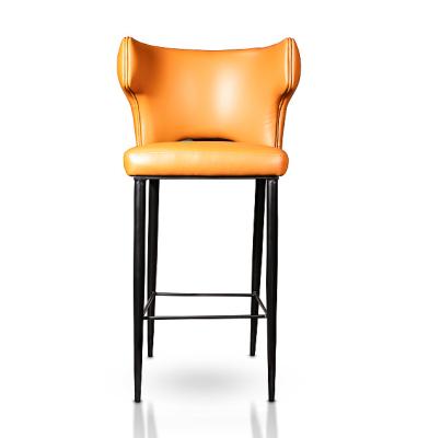 China Modern Italy Designer Upholstered Leather Bar Stool Chair With Solid Wood Leg for sale