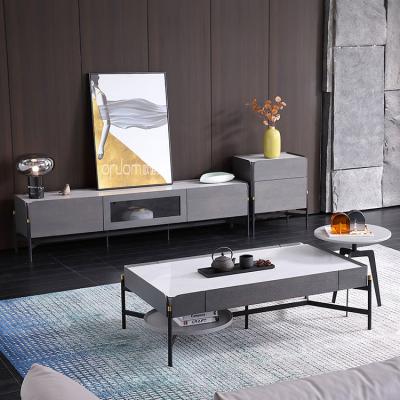 China New Design High Quality Marble Home Furniture Living Room Modern Marble Tea Table And TV Stand for sale