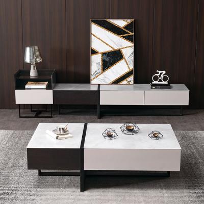 China High Quality Marble Cabinet Space Saving Furniture Modern Luxury Marble Coffee Table Living Room Metal Tables Modern Furniture TV Stand TV Cabinet for sale