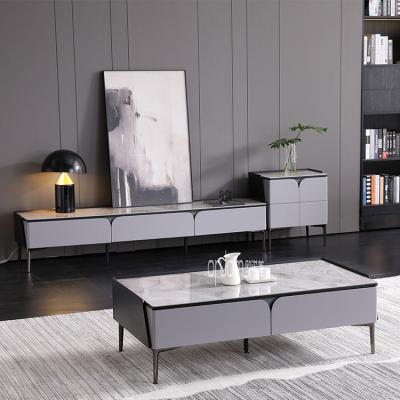 China Modern Turkish Marble Coffee Tables High Quality Marble Coffee Table Furniture Metal Combination Tea Table and TV Cabinet for sale