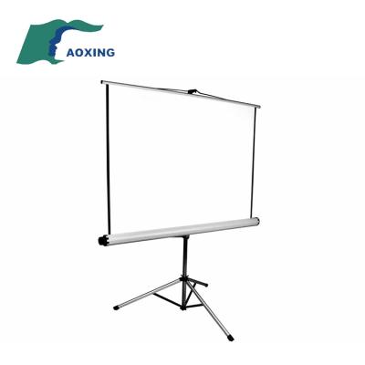 China Portable Tripod Drop Down Glass Fabric Screen White Premium Projector Screen for sale