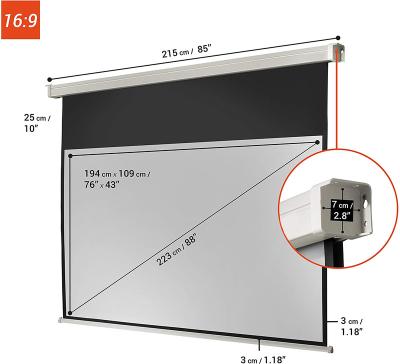 China 200x113cm Electric Matte Projector Screen Wall Mount Cinema Screen White Motorized Floor Rising Screen for sale