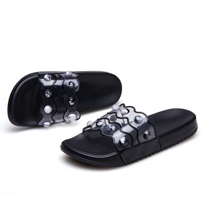 China Fashion trend high quality women's slide sandal PVC vamp and EVA soft outsole flat slippers for women for sale