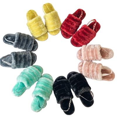 China Fashion Trend Winter Wholesale Ladies' Cotton Slippers Artificial Wool Fur Shoes Fashion Open Toe Slippers for sale