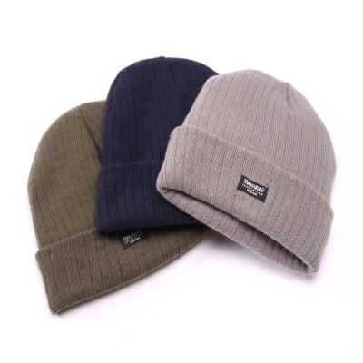 China Custom JOINT Men's 3m Thinsulate Striped Acrylic Knitted Hats 100% Woven Label Beanie Cap Professional Winter Beanie Hat Unisex Headwear for sale