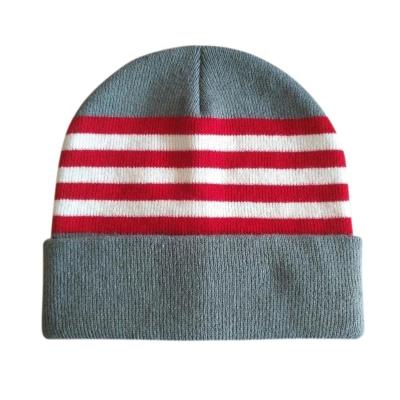 China JOINT Cheap Cuff Knit Hat Acrylic Custom Mens Striped Knitting Hat With Logo for sale