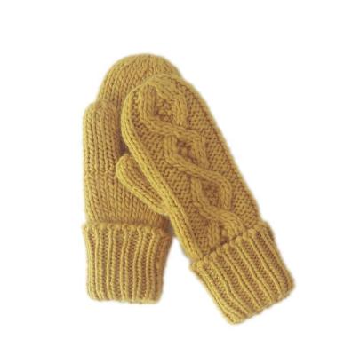 China Simple womens ladie's fleece lined acrylic custom cable knit mitten for winter for sale