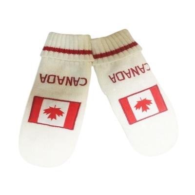 China Fleece Liner Mens Canadian Maple Leaf Glove Customize Winter Mitt Knitted Mittens Glove With Fleece Liner for sale