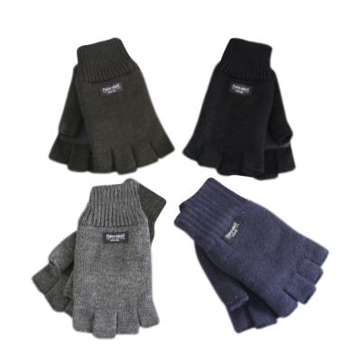 China Plain custom women thinsulate lined fingerless gloves men knitted fingerless glove semi fingerless glove for sale