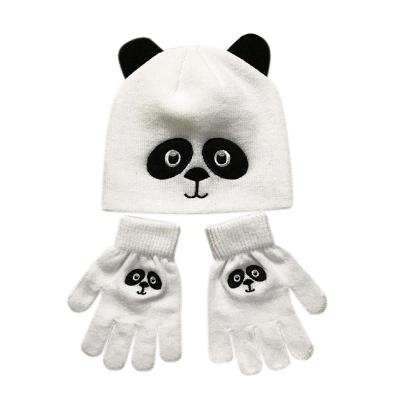 China Lovely Custom Kids Girls Boys Long Beanie Hat And Glove Set Funny Animals for sale