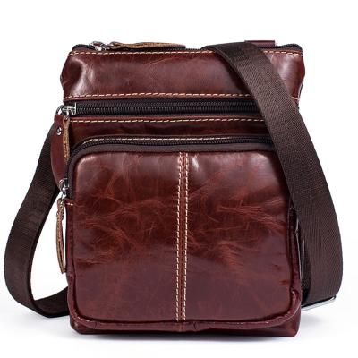 China 2019 Latest Genuine Leather Men's Retro Genuine Leather Men's Bag High Quality H Genuine Leather Bag Casual Business Casual Shoulder Messenger Bag for sale