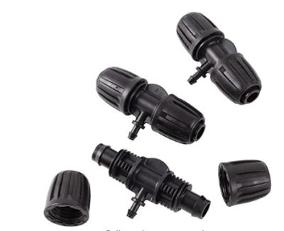 China Easily Install Hot Garden, 8/11 Lock To 4/7 Flat Left Tee, Black, Portable, Easy To Install Hose Adapter for sale