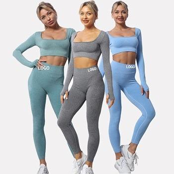 China New Breathable Custom Open Navel Yoga Top And Pants Solid Color Yoga Suit Set for sale