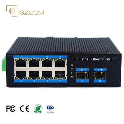 China POE 10 Ports Uplink Industrial Port Switch 8*10/100/1000BASE-TX+2*SFP Industrial PoE Ethernet Switch for sale