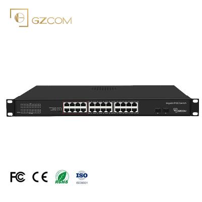 China POE 26 Ports 300W Gigabit PoE Switch 24*10/100/1000M PoE Ports + 2*10/100/1000Mbps SFP Ports For IP Camera CCTV for sale