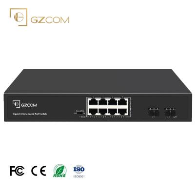 China POE 10 Ports Gigabit 120W PoE PoE Switch 8*10/100/1000M + 2*1000M SFP Uplink Port For IP Camera CCTV for sale