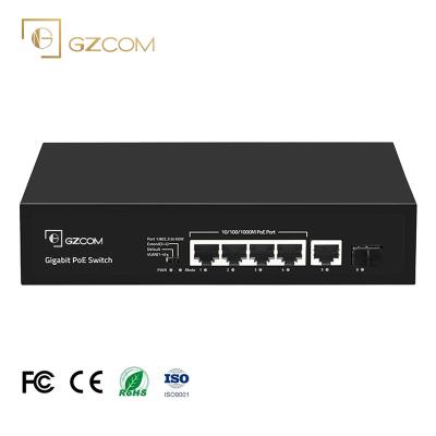 China 6 POE Ports 65W Gigabit PoE Switch 4*10/100/1000M PoE Ports + 1*10/100/1000Mbps Ethernet Uplink Port + 1*SFP for CCTV ip camera for sale