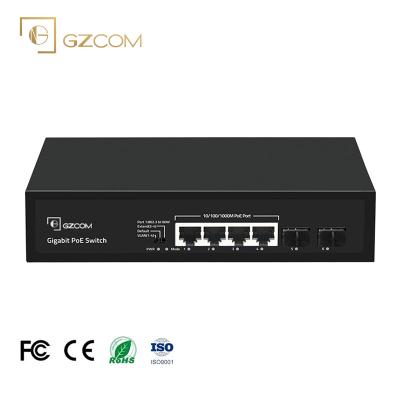 China VLAN Default Extend 6 Ports 120W Gigabit PoE Switch 4*10/100/1000M PoE Ports+2*Gigabit SFP Uplink Ports For IP Camera CCTV for sale