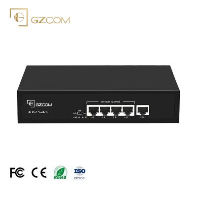 China Support PoE VLAN Watchdog 5 Ports 65W 10/100M PoE Switch 4*10/100M + 1*10/100Mbps RJ45 Port for IP Camera CCTV for sale