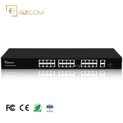 China VLAN/Extend 250-Meter 24 Ports 300W Hybrid Ethernet PoE Uplink 24*10/100M Gigabit + 2*Gigabit Ports +1*Gigabit SFP PoE Switch For CCTV Network for sale