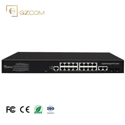 China LACP 16 Ports 300W PoE Switch 16*Gigabit PoE Ports+2SFP+2UTP+1Console Gigabit L2 Managed SNMP PoE Network Switch for sale