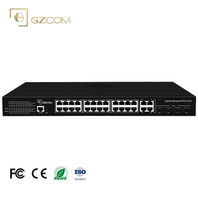 China LACP 24 PoE Ports 400W PoE Switch 24* 10/100/1000Mbps + 4*RJ45+4* SFP+1Console Gigabit L2 Managed SNMP PoE Network Switch for sale