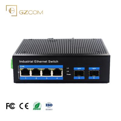 China POE 6 Ports Industrial Uplink Port Switch 4*10/100/1000BASE-TX+2*SFP Industrial PoE Ethernet Switch for sale