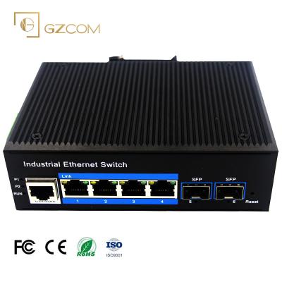 China LACP 6 Ports Industrial PoE Switch 4*10/100/1000BASE-TX+2*SFP Uplink Port PoE Controlled Switch for sale