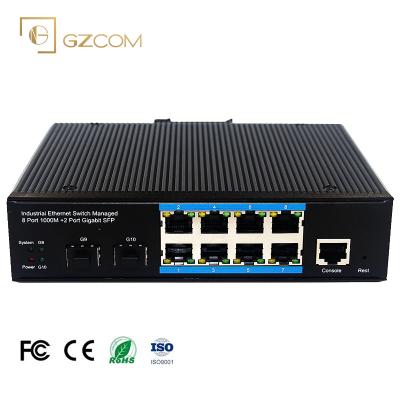 China LACP 10 Ports Industrial PoE Switch 8*10/100/1000BASE-TX+2*SFP Uplink Port PoE Controlled Switch for sale