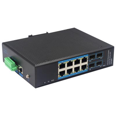 China LACP 12 Ports PoE Gigabit Ethernet Industrial Switch 8*10/100/1000BASE-TX+4*SFP Managed Ethernet PoE Switch for sale