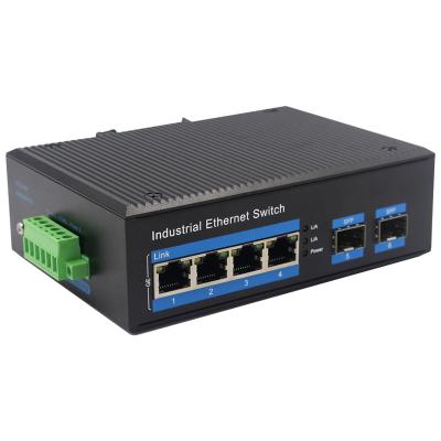 China POE 4 Ports Industrial PoE Switch With 2*Gigabit SFP Industrial PoE Switch 4 Port for sale