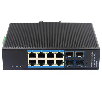 China Industrial Controlled LACP Poe Switch 8*10/100/1000BASE-TX+4*SFP 8 Ports Poe Switch for sale