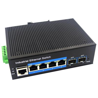 China Port LACP 4 PoE Industrial Managed Switch with Port 2*Gigabit SFP 4*10/100/1000Mbps+2*SFP 4 poe Industrial Switch for sale