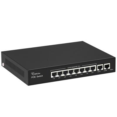 China POE PoE Switch Gigabit 8*10/100/1000M 2*10/100/1000Mbps 8port Gigabit PoE+ PoE Switch for sale