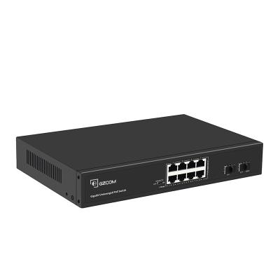 China 120W PoE Gigabit PoE Switch 8*10/100/1000 Mbps + unmanaged 2*1000M SFP 1000 PoE Switch 8 Port for sale