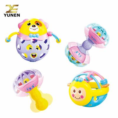 China plush & Hot Sale Plastic Cute Cardboard Animal Baby Toys Baby Rattle Toys Set With 4pcs For Sale for sale