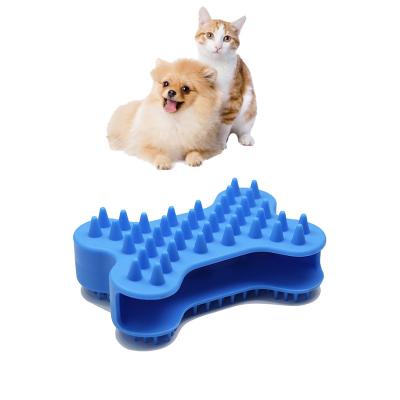 China Silicone Pet Hair Brush Bone Shape Ergonomic Design Double Side Massage Tool for sale