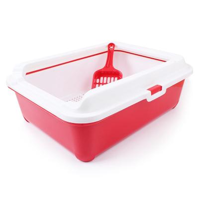 China Semi Closed Cat Litter Box , Cat Litter Toilet Anti Splash Pet Toilet Cat Bedpans Reusable for sale